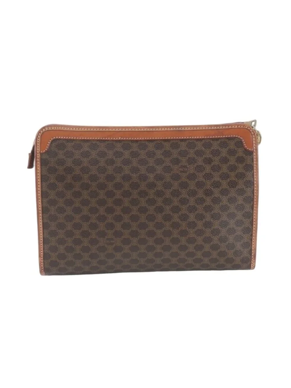 Celine Macadam Leather Clutch Pouch Business Brown